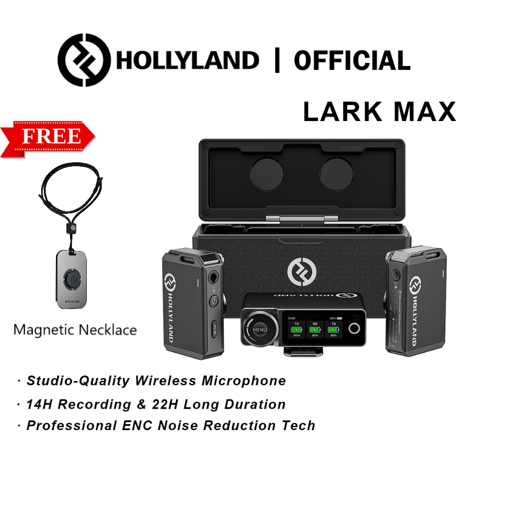 Hollyland Lark Max Wireless Lavalier Microphone with Professional ENC,250m  Range, 22-Hour Battery,Wireless Microphone Compatible with