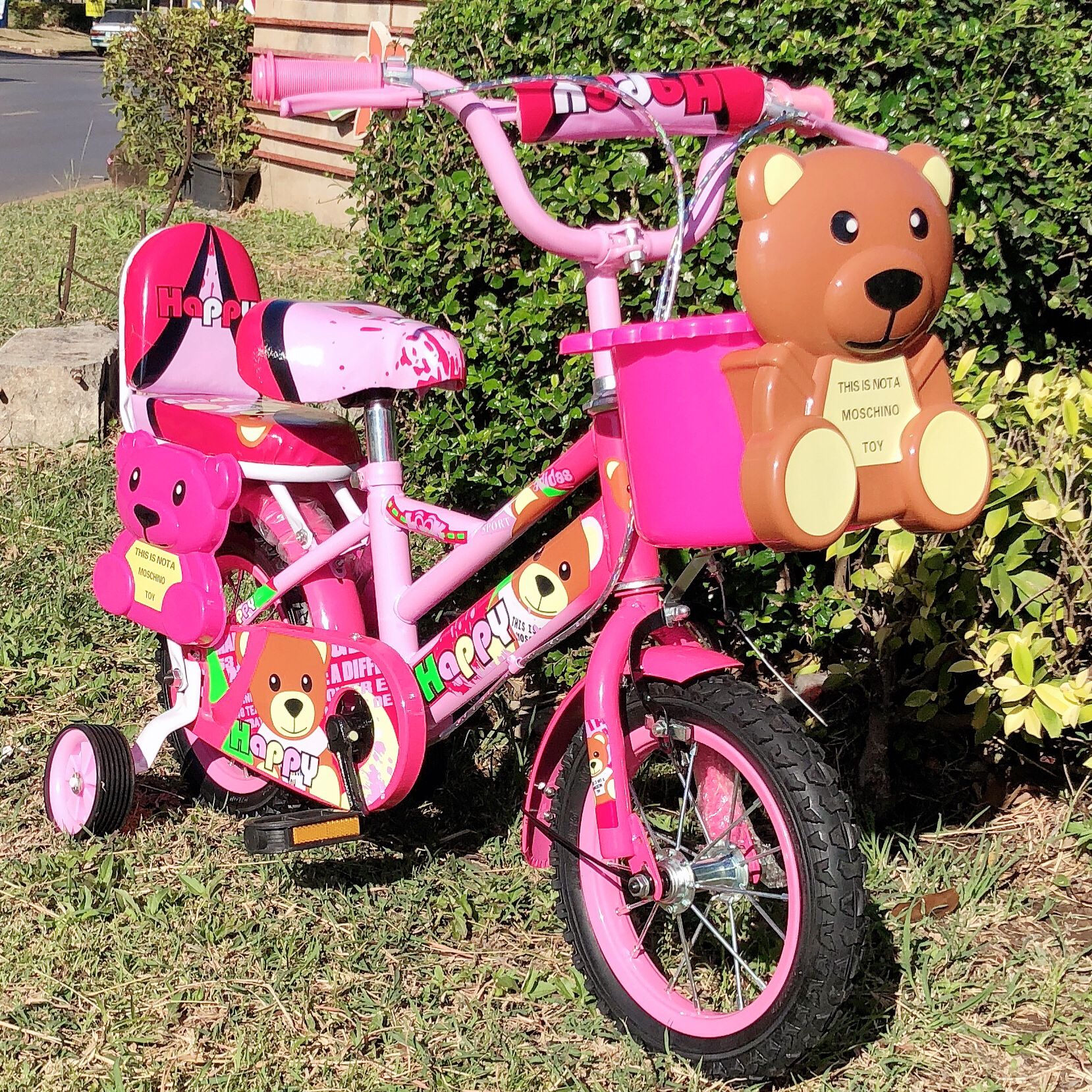จักรยานเด็ก12นิ้ว เหล็ก ยางเติมลม มีตะกร้า เบาะซ้อนท้าย แถม กระดิ่ง เหมาะกับเด็ก 2-4ขวบ รุ่น:Bear#
