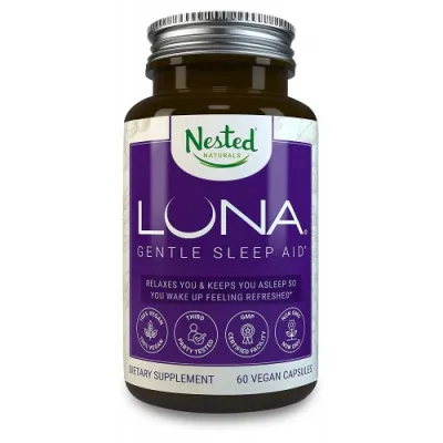 Nested Naturals Luna #1 Natural Sleep Aid - Herbal Supplement with Melatonin, Valerian Root, Chamomile - Non-Habit Forming Sleeping Pills for Adults - Relief from Stress & Anxiety