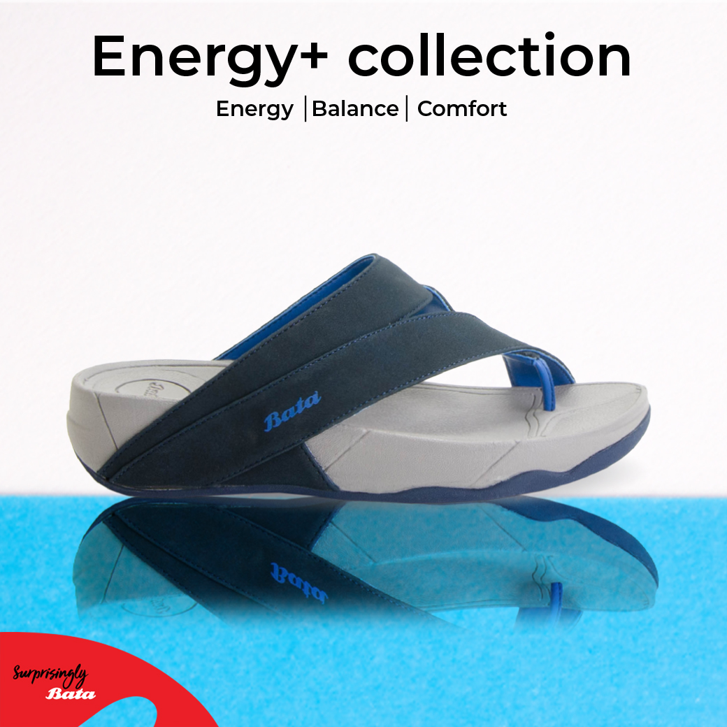*Best Selling*  Bata  Energy+ รองเท้าแตะลำลองแฟชั่นผู้ชาย รองเท้าเพื่อสุขภาพ สีน้ำเงิน รหัส 8719342 Size 39-45 นุ่มสบาย