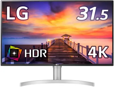 LG 32UN500-W 32 Inch UHD (3840 x 2160) VA Display with AMD FreeSync, DCI-P3 90% Color Gamut, HDR10 Compatibility, and 3-Side Virtually Borderless Design, Silver/White