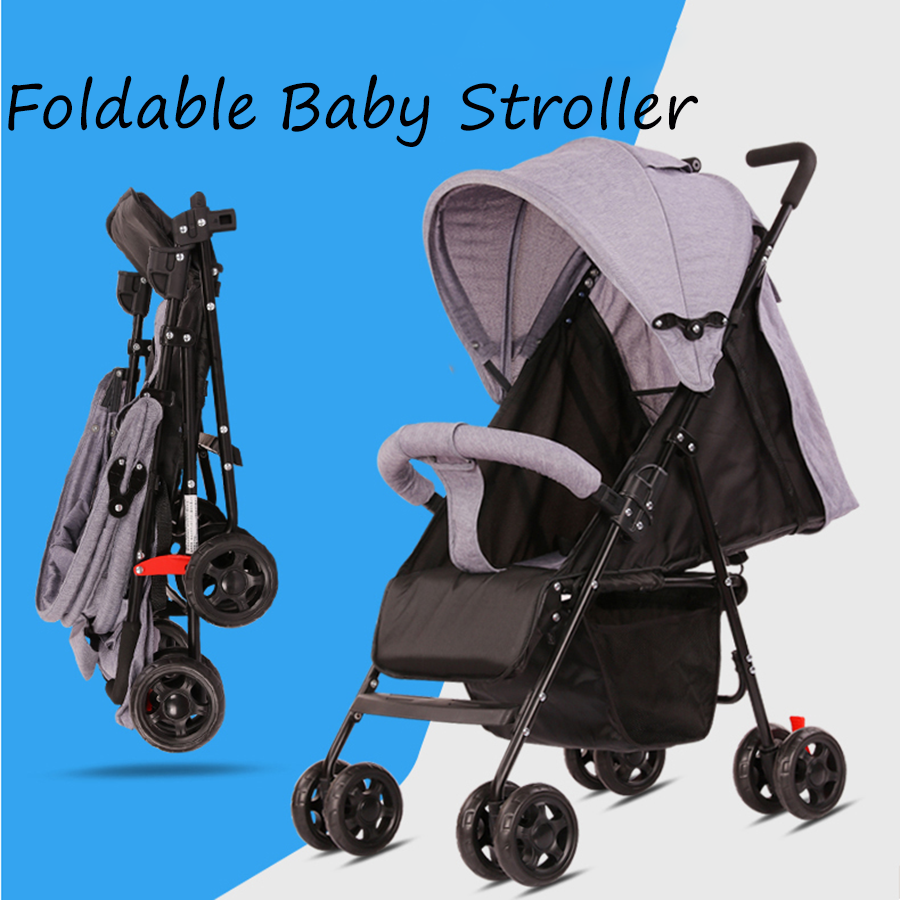 Baby trolley รถเข็นเด็ก เข็นหน้า-หลัง ปรับ 3 ระดับ นั่ง/เอน/นอน 175 องศา โครงเหล็ก SGS รับน้ำหนักได้มากถึง 50kg Foldable baby stroller kujiru