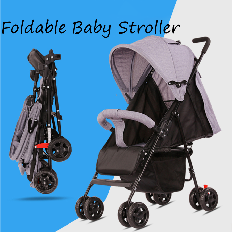 [พร้อมส่ง] - BABY TROLLEY รถเข็นเด็ก เข็นหน้า-หลัง ปรับ 3 ระดับ นั่ง/เอน/นอน 175 องศา โครงเหล็ก SGS รับน้ำหนักได้มากถึง 50KG FOLDABLE BABY STROLLER