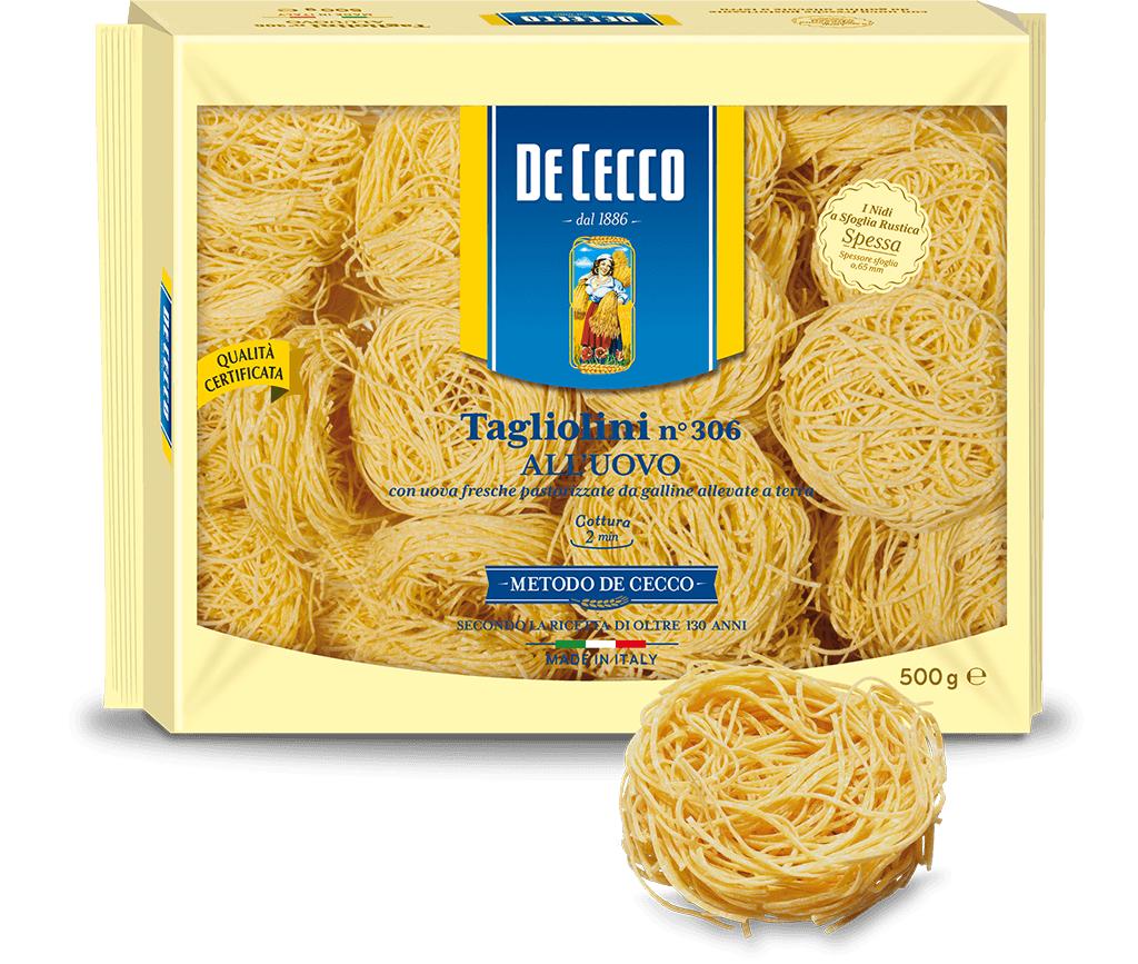 พาสต้าไข่ เทคลิโอลีนี่ เบอร์.306 - ดีเชคโก้, 500 กรัม Pasta Tagliolini UOVO No.306 - De Cecco, 500 grs