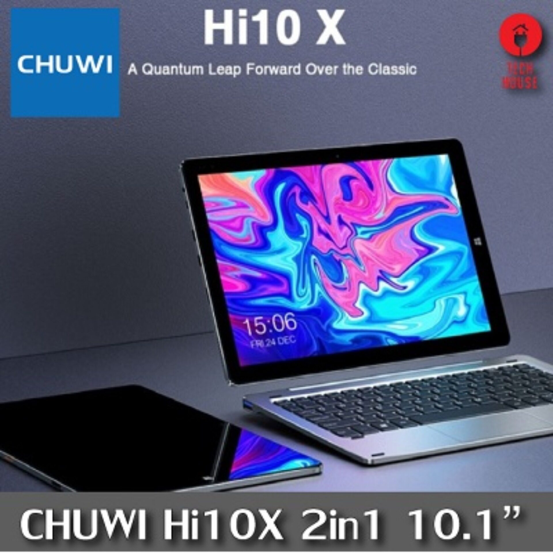 คอมพิวเตอร์ โน๊ตบุ๊คและแท็ปเล็ต 2 in 1 2020 NEW CHUWI Hi10 X Win10 Tablets 10.1 inch FHD Screen Intel N4100 Quad Core 6GB RAM 128GB ROM Dual Band 2.4G/5G Wifi BT5.0 แป้นพิมพ์ไทย (ส่งจากไทย)