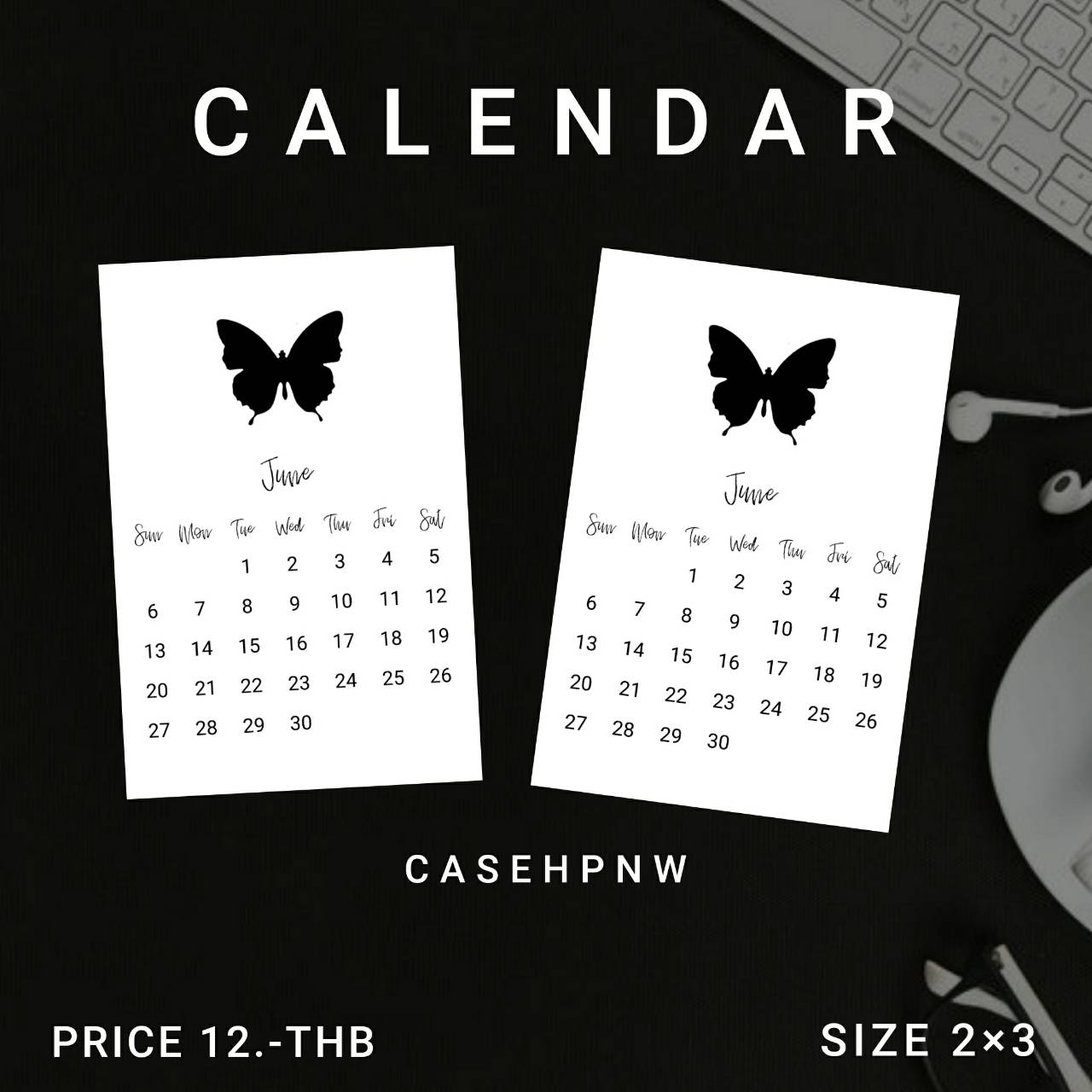 casehpnw ปฏิทินมินิมอล BLACK&WHITE ปฏิทินมินิ ปฏิทินขนาดเล็ก ขาย/ชิ้น เครื่องเขียนและงานฝีมือกระดาษปฏิทิน