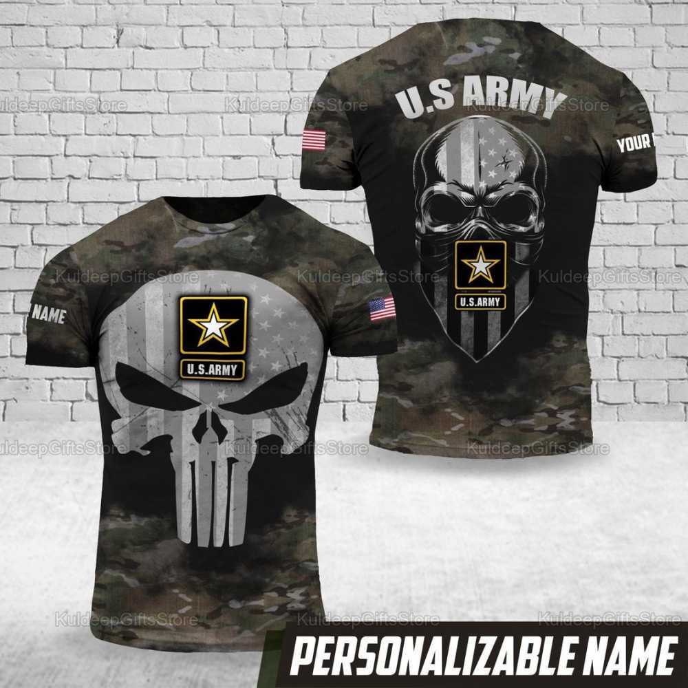 Punisher Skull US Army Veteran camo Baseball Jersey -   Worldwide Shipping