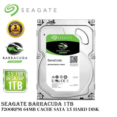 1 TB HDD (ฮาร์ดดิสก์) SEAGATE BARRACUDA 7200RPM SATA3 รับประกัน 3 - Y