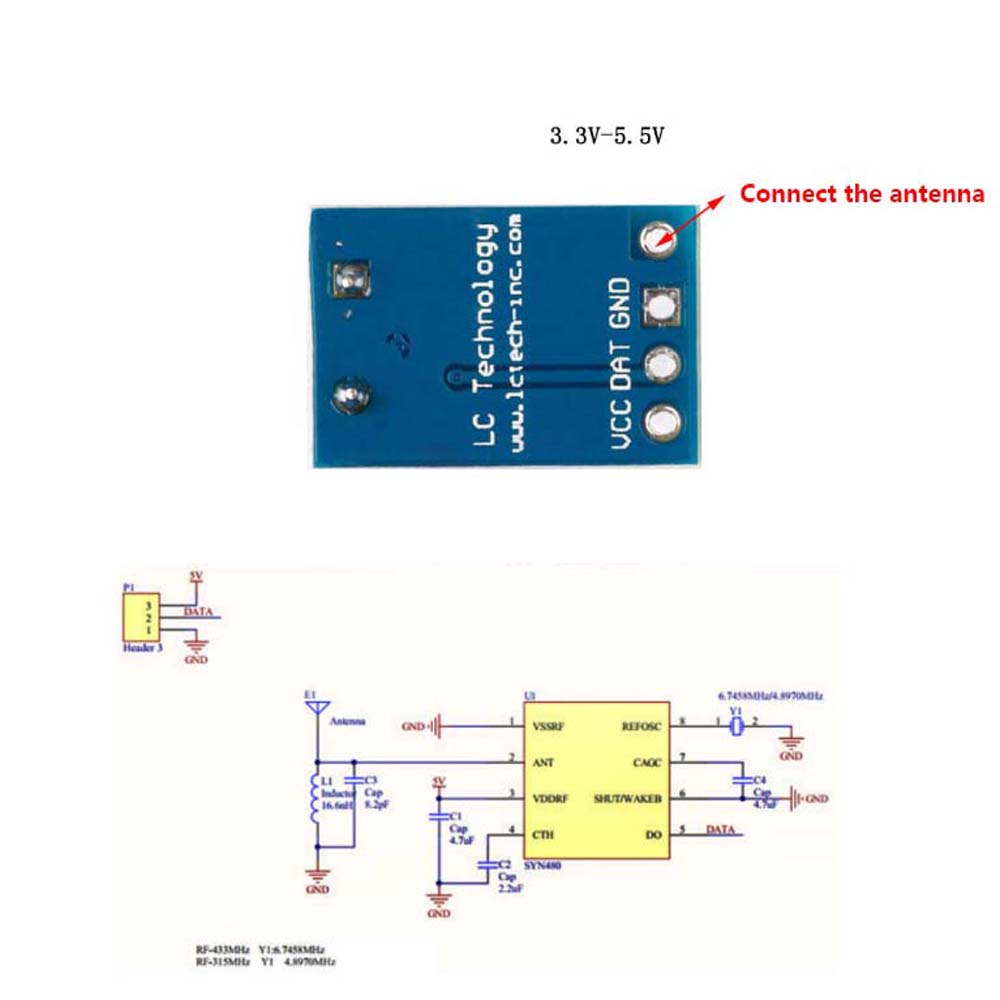 Zhrngbe สำหรับ Arduino Pcb Syn115 Syn480r Board ตัวรับโมดูลโมดูลไร้สายเครื่องส่งสัญญาณโมดูลตัว 4932