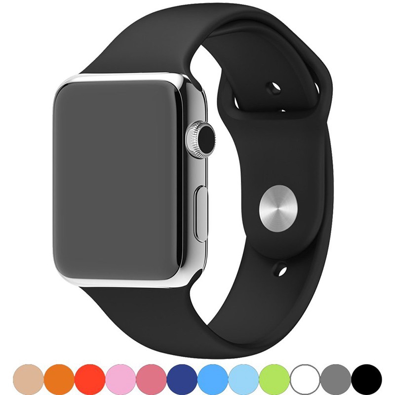 นาฬิกาข้อมือซิลิโคนมีสีสันสำหรับ Apple Watch 1 / 2 / 3 / 4