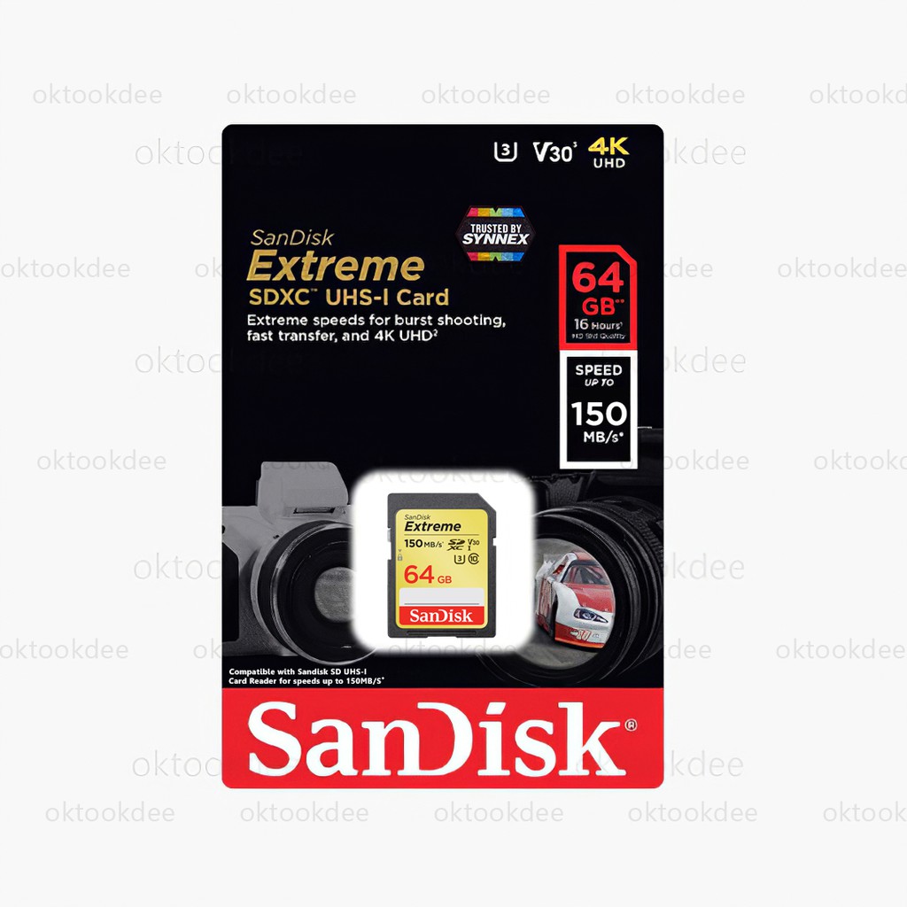 การ์ด SD ใส่กล้องถ่ายรูป 4K SanDisk Extreme UHS-I Class10 U3 V30