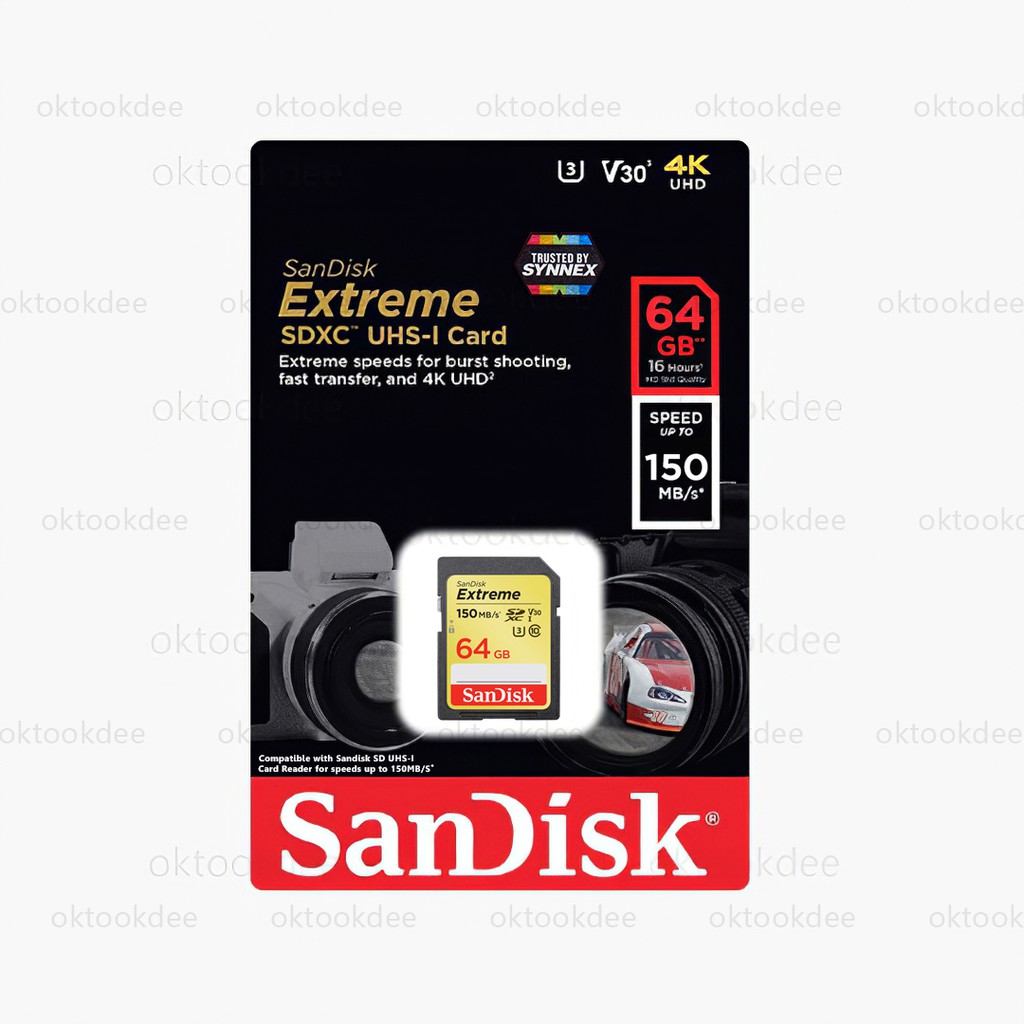 การ์ด SD ใส่กล้องถ่ายรูป 4K SanDisk Extreme UHS-I Class10 U3 V30