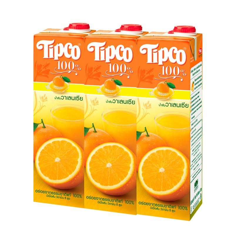ทิปโก้ น้ำส้มวาเลนเซีย 1000 มล. แพ็ค 3 กล่อง