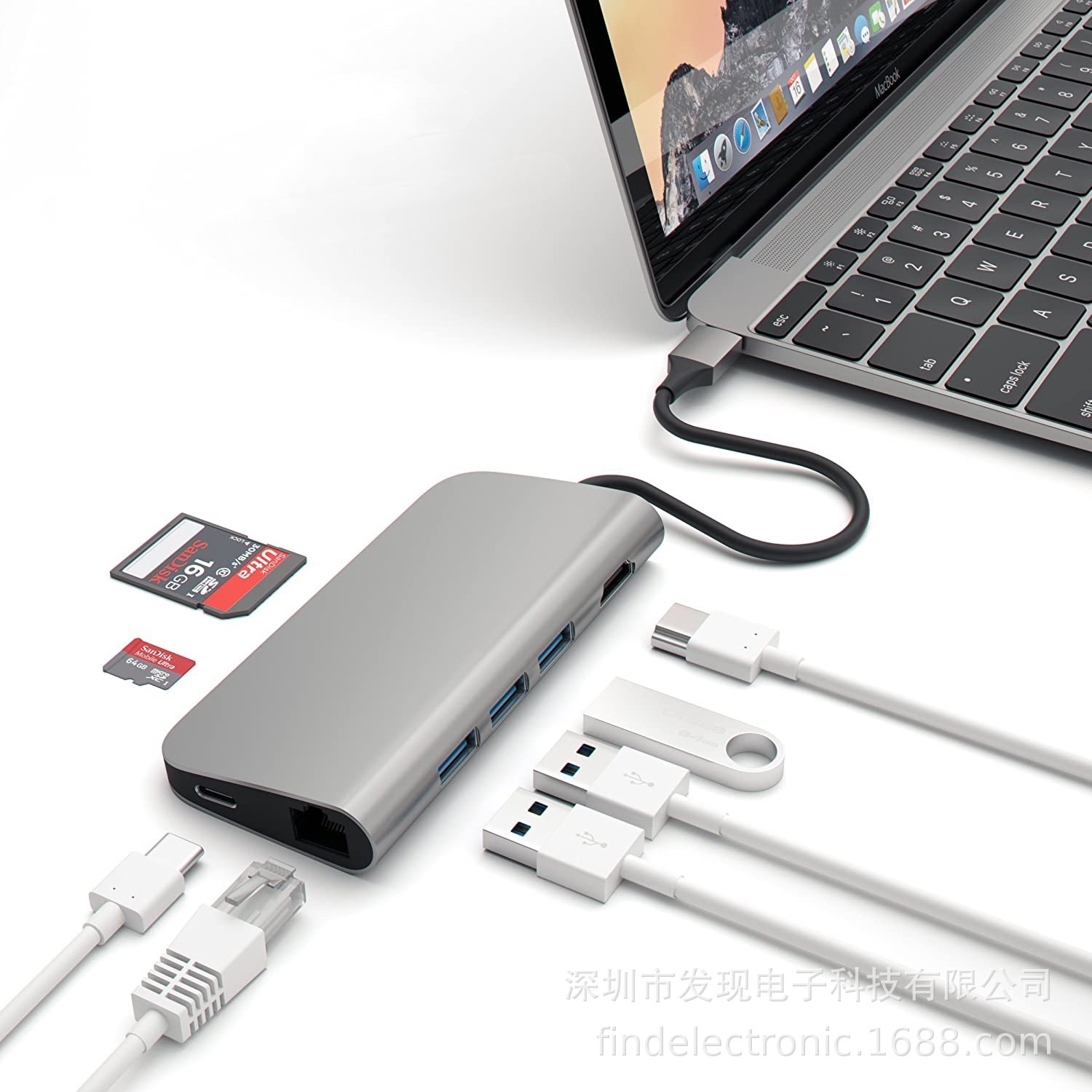 USB C USB3.1 TYPE C HUB 8 ใน 1 USB HUB All in One USB C to HDMI Card Reader LAN PD Charging Adapter 4K รุ่น 50538 for Huawei Mate 10/ P20/ P30, Microsoft Surface, Apple MacBook, Macbook Pro, Samsung Galaxy S8/+ / Note8/ S9/+ / Note9/ S10/+