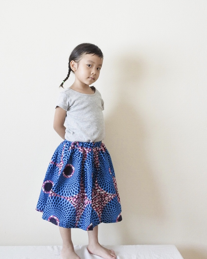 MERMEO |【SK-64】M(90-100)  African batik kids skirt | กระโปรงเด็กผ้าแอฟริกันบาติก