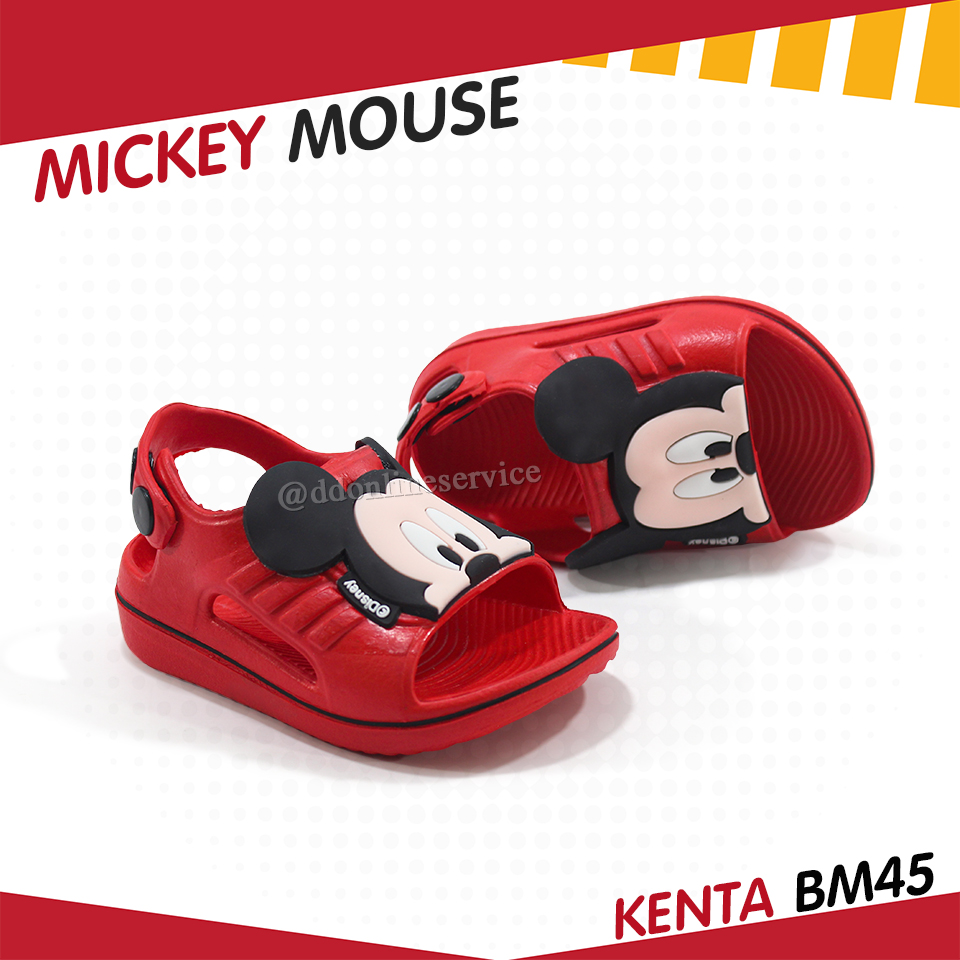 รองเท้าเด็ก รองเท้าลำลอง รองเท้าเด็กสีพื้น รองเท้าแตะสวมรัดส้น Minnie Mouse แท้ KENTA รุ่น BM45 [ไซส์ 19-24]