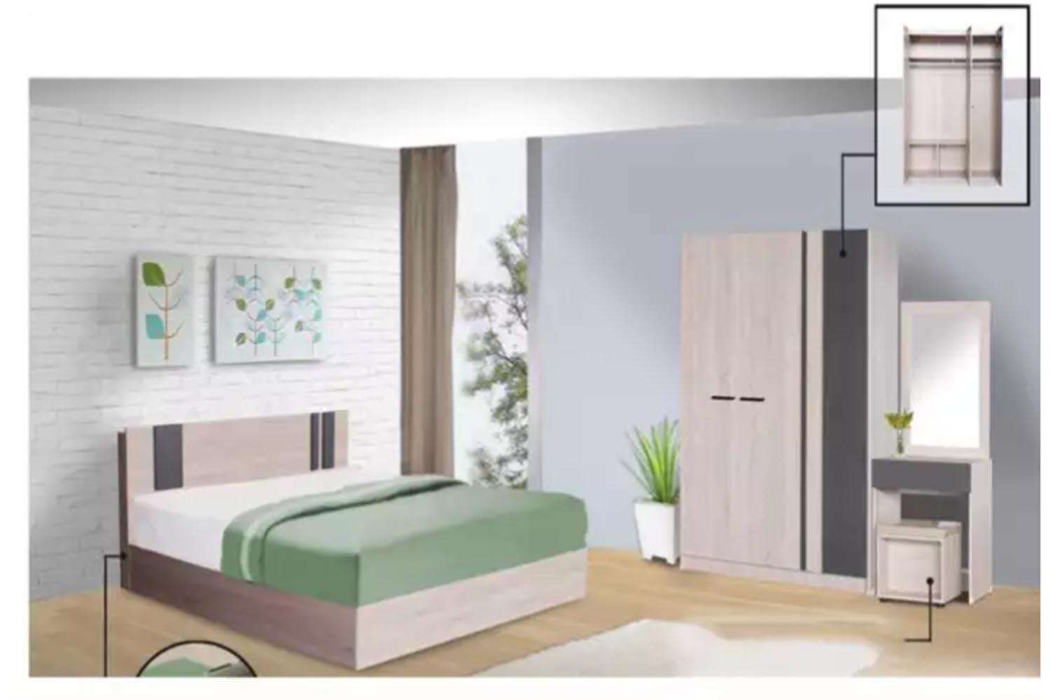 RF Furniture Bedroom Set ชุดห้องนอน GLory 5ฟุต ( เตียง +ตู้เสื้อผ้า