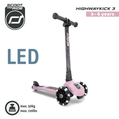 Scoot & Ride รุ่น HighwayKick3 ล้อ LED-Rose