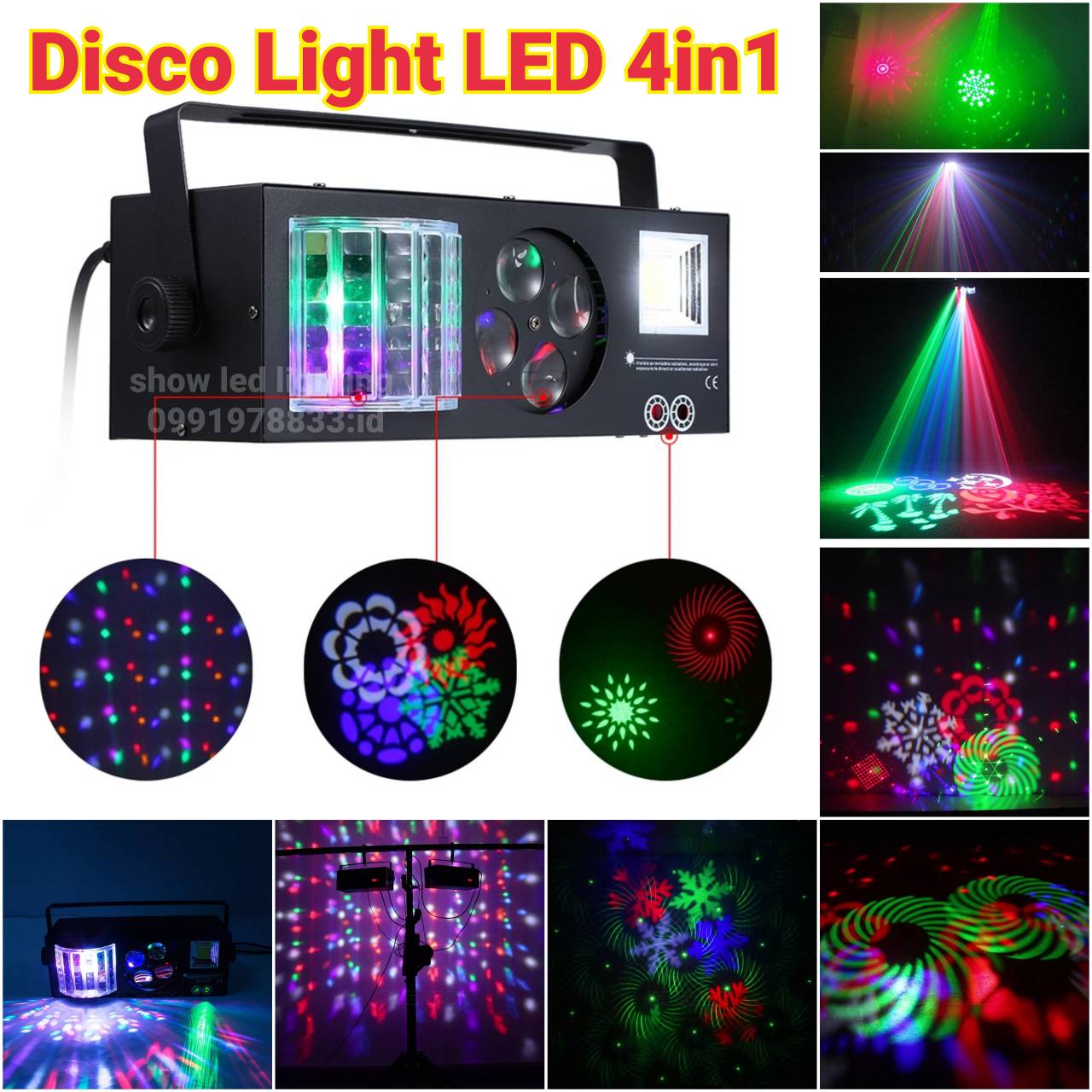ไฟดิสโก้ 4in1 laser led PARTY LIGHT ไฟดิสโก้ ไฟดิสโก้เทค ไฟ Laser light ไฟเทค ปาร์ตี้ ไฟเวที ดิสโก้ผับ ไฟเวทีแสงสีเสียง