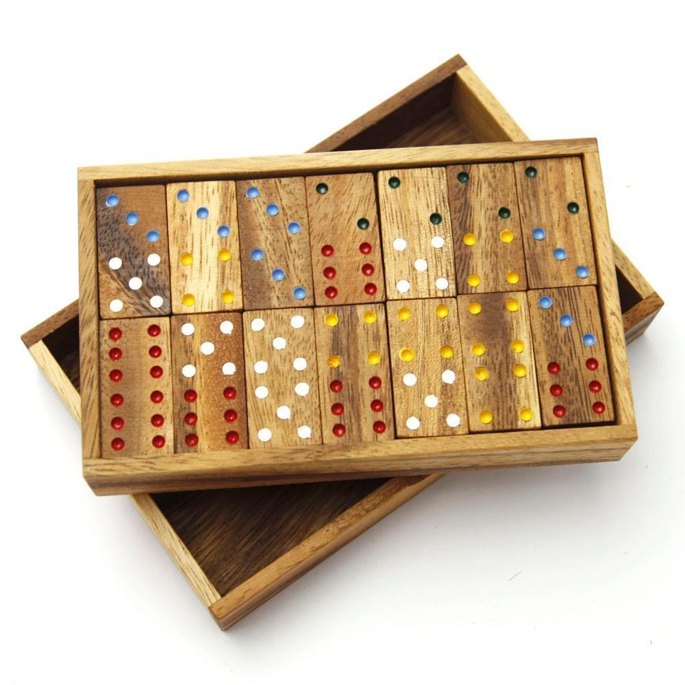 Wood Toy ของเล่นไม้ Domino 6 (โดมิโน่2 ชั้นเล็ก) เกมครอบครัว เกมไม้เสริมพัฒนาการ (2th Floor, 28 large pieces)