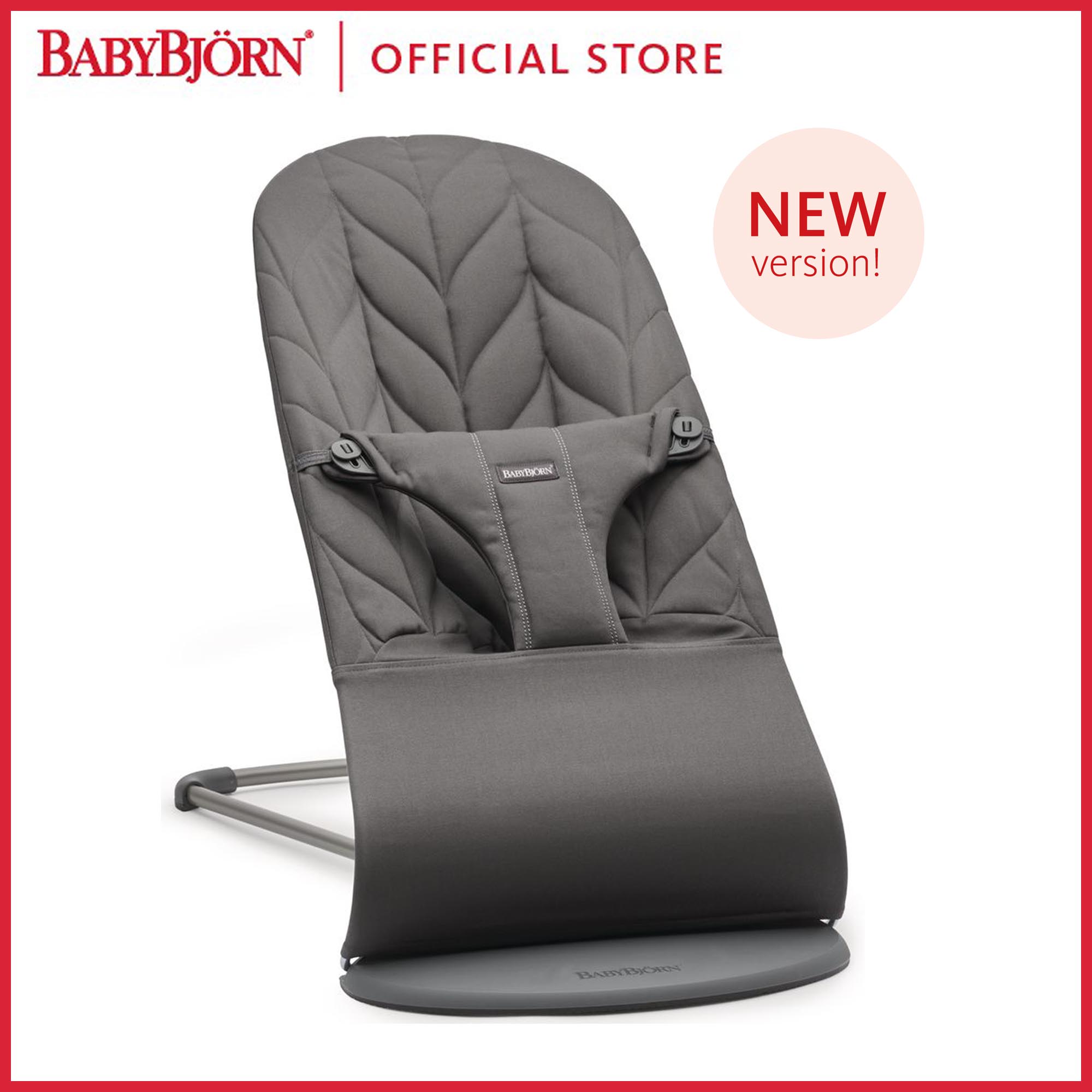 BABYBJORN Bouncer Bliss, Lightweight baby swing from Newborn up to 2 years old [Cotton]  สีวัสดุ D.G.F. Anthracite