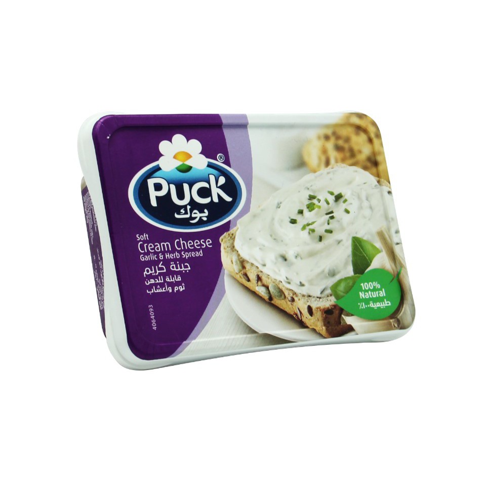 PUCK Cream Cheese with Garlic 200 g. ครีมชีสเนื้อขาวรสชาติกระเทียม