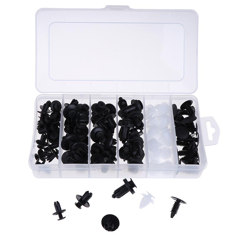 6Size 100pc Clip Trim Car Push Pin Rivet Bumper Door Panel Retainer Fastener Kit