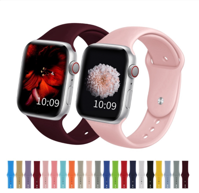 สายนาฬิกาข้อมือ ซิลิโคน หลากหลายสี ขนาด 38 มม. 42 มม. 40 มม. 44 มม. สําหรับ Apple watch iwatch รุ่น 6 SE 5 4 3 2 1