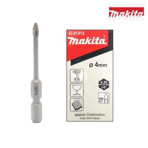 Makita ดอกเจาะกระจก,ดอกเจาะกระเบื้อง, ขนาด 4x65มม. ก้านHEX รุ่น ( D-31413 ) ดอกเจาะที่ช่างส่วนใหญ่ไว้ใจเลือกใช้!!
