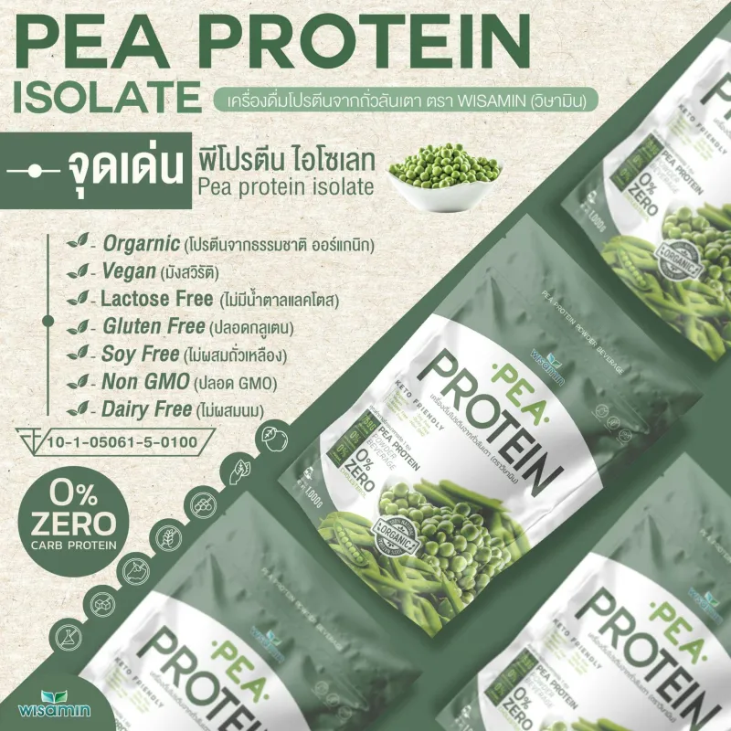 ภาพสินค้าPea protein isolate (พีโปรตีน ไอโซเลท) เครื่องดื่มโปรตีนจากถั่วลันเตา 100% ปลอด GMO จำนวน 1 ถุง บรรจุ 1,000 กรัม จากร้าน MAX GB SHOP บน Lazada ภาพที่ 4