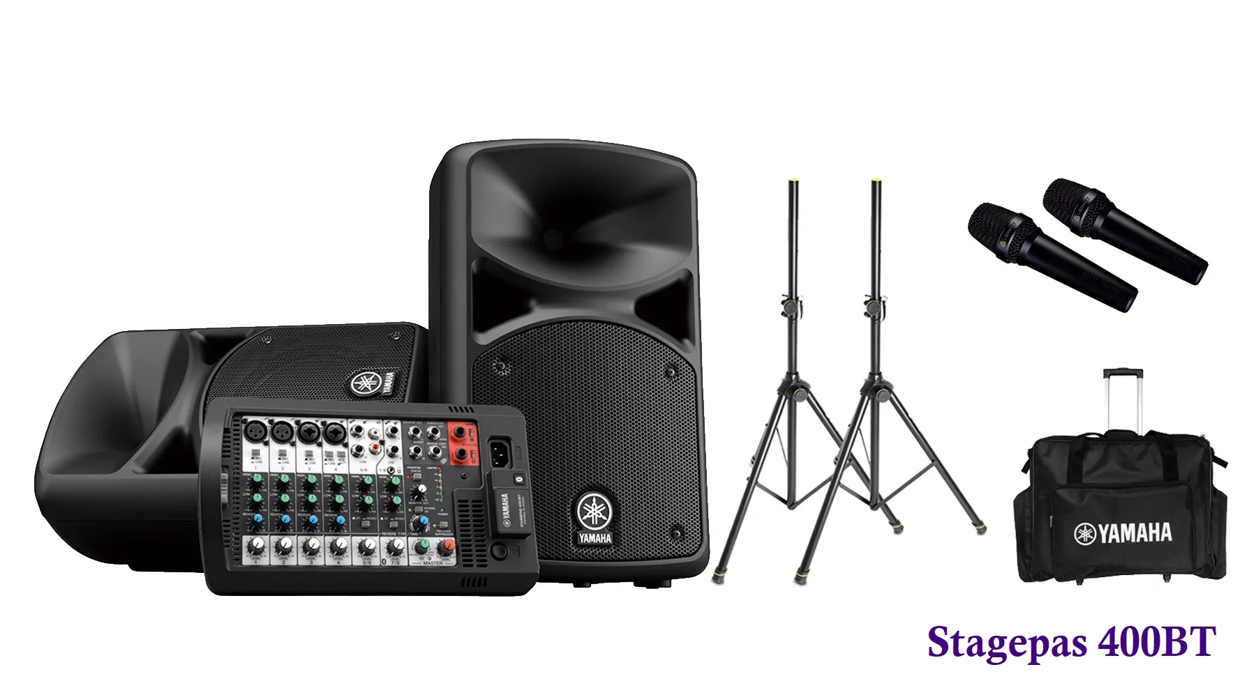 Yamaha STAGEPAS 400BT PA System ครบชุดพร้อมขาตั้ง +ไมโครโฟน+กระเป๋าใส่ตู้ลำโพง