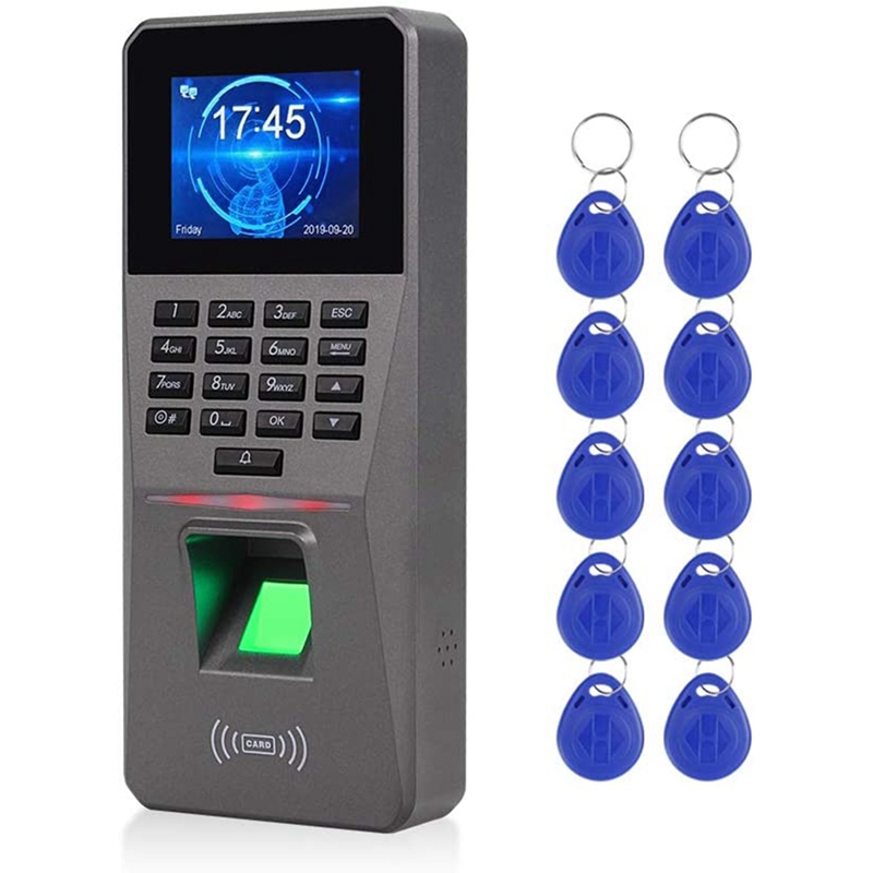 2.4นิ้ว TCP/IP/USB Biometric แผงแป้น RFID การเข้าถึงลายนิ้วมือระบบควบคุมอิเล็กทรอนิกส์นาฬิกาเครื่องนับผู้เข้าร่วม
