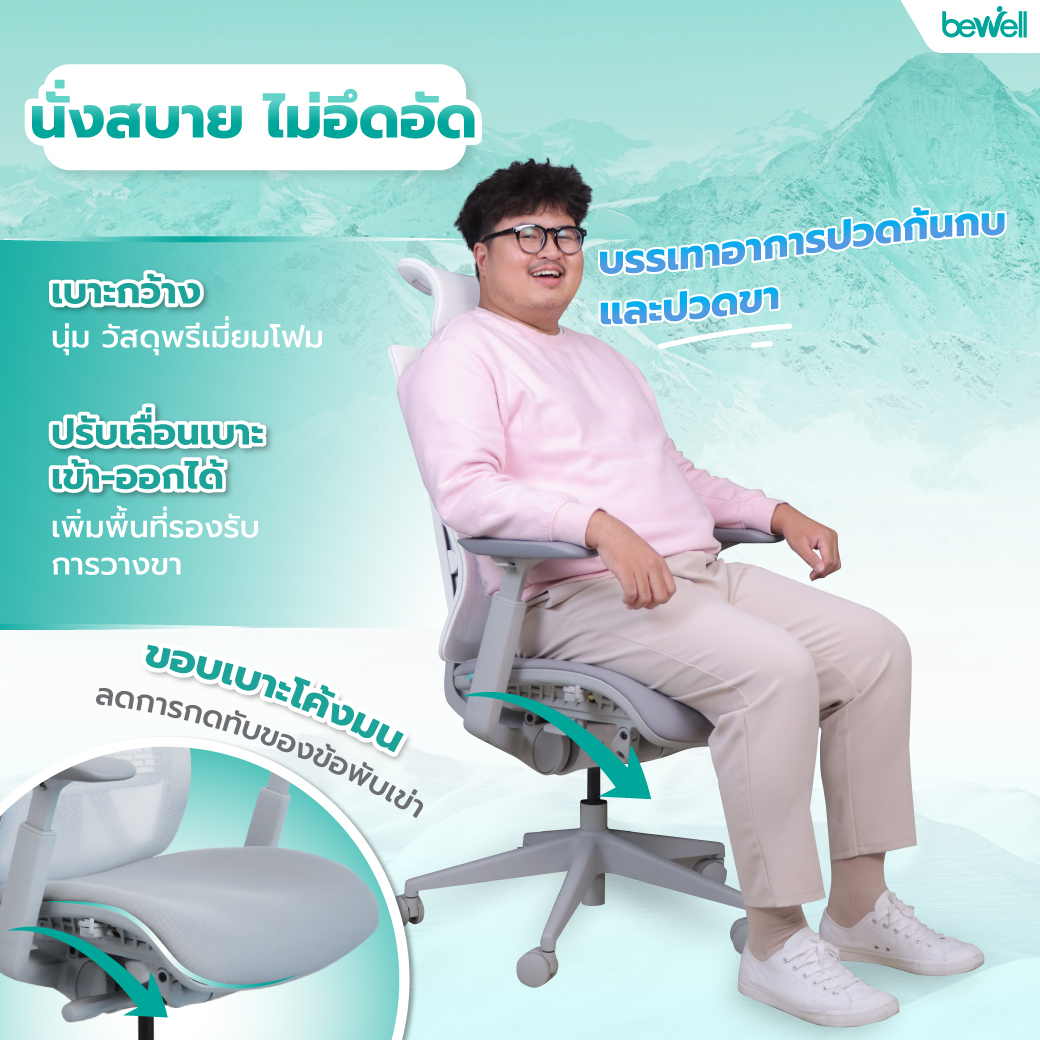 Bewell Enfold Cool เก้าอี้ทำงาน รับประกัน 3 ปี นวัตกรรม Ice-Mesh นั่ง ...