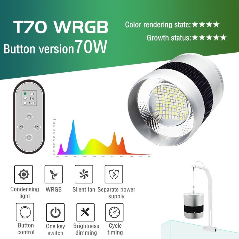 WEEK AQUA T70 RGB LED Aquarium Light Full Spectrum Fish Tank cket