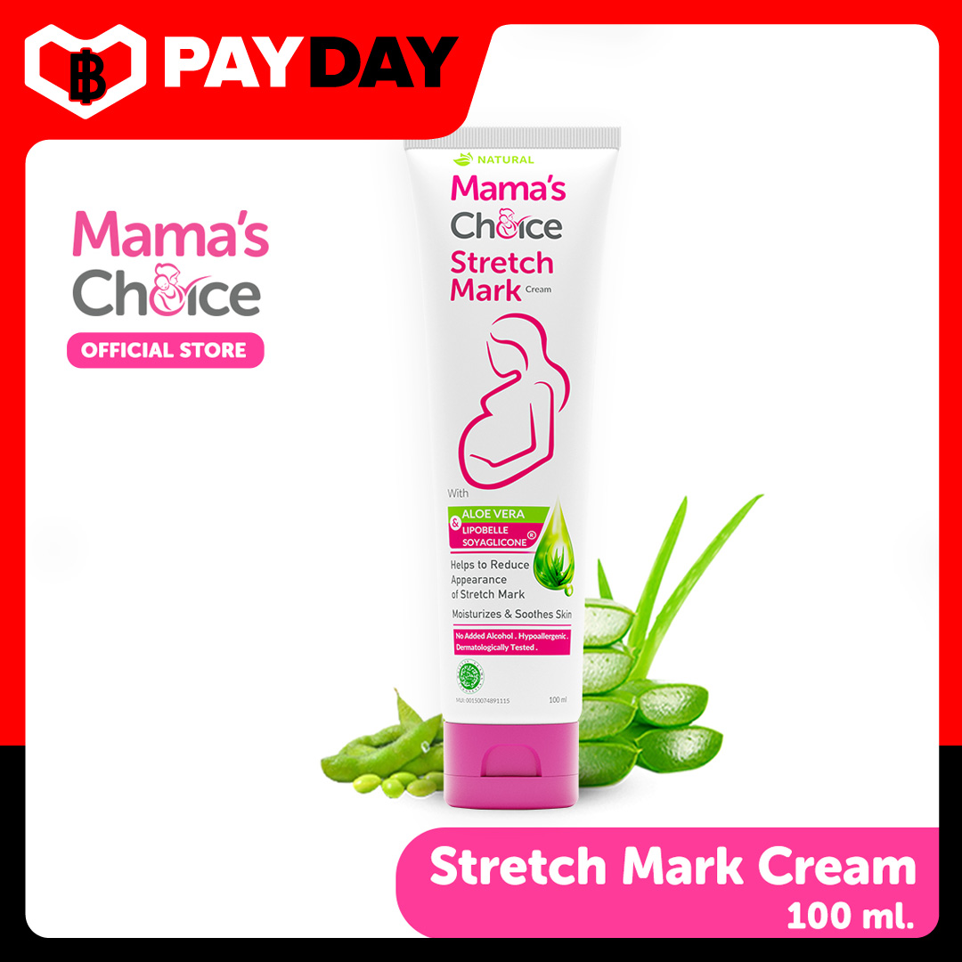 Mamas Choice ครีมลดรอยแตกลาย ครีมทาท้องลาย ใช้ส่วนผสมจากธรรมชาติ ปลอดภัยสำหรับคนท้อง - Stretch Mark Cream. 