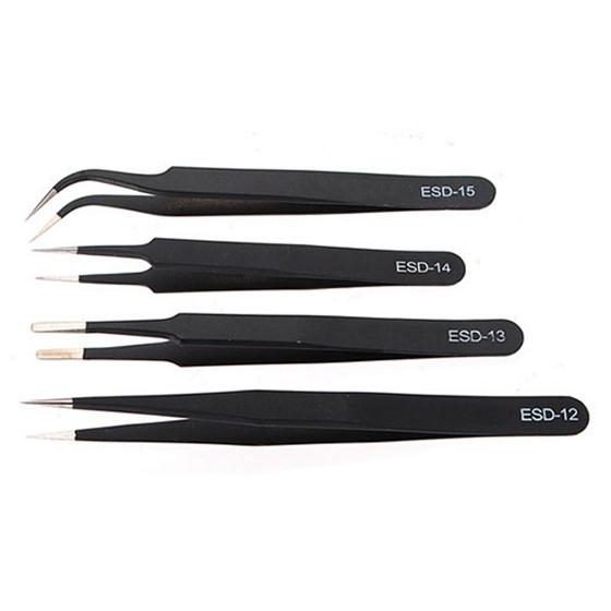 4x tweezers pointed tweezers metal tweezers anatomically ESD 1215