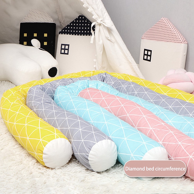 Baby Cot Long Pillow Infant Crib Bumper Newborn Cradle Fence Protector Cushion Removable Pads Kids Room Decor
