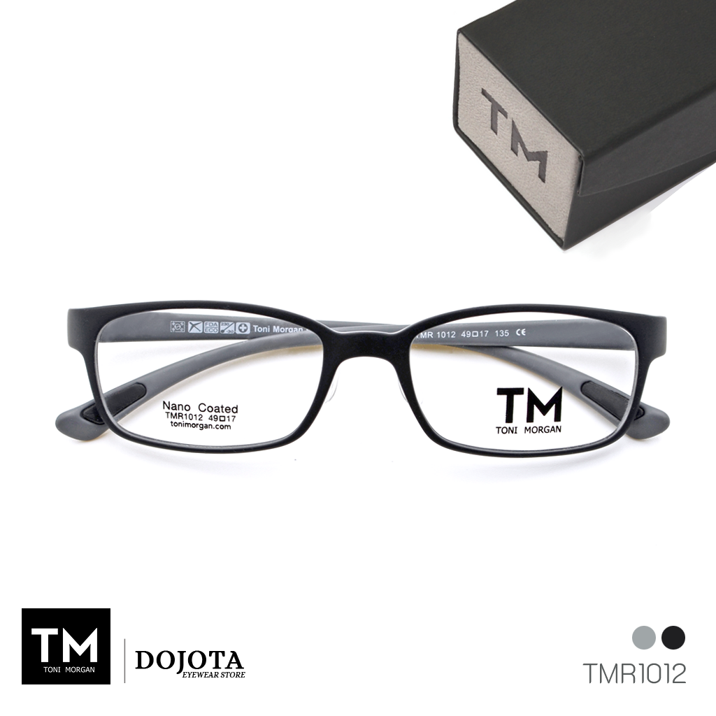 กรอบแว่นทรงเหลี่ยม รูปหน้าเล็ก Toni Morgan รุ่น TMR1012 สีดำ / เทา น้ำหนักเบา ยืดหยุ่นได้