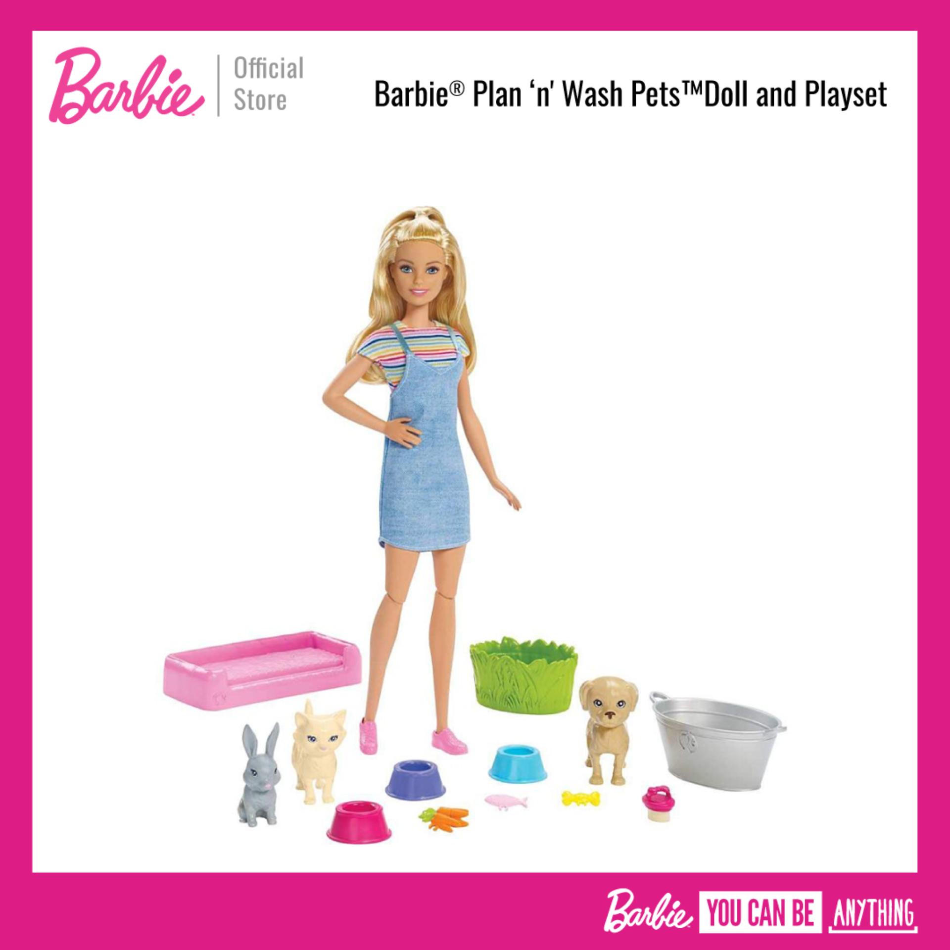 Barbie® Plan ‘n' Wash Pets™ Doll and Playset ตุ๊กตา บาร์บี้ ชุดดูเเลสัตว์เลี้ยง อาบน้ำสัตว์เลี้ยง ของเล่น ของเล่นเด็ก