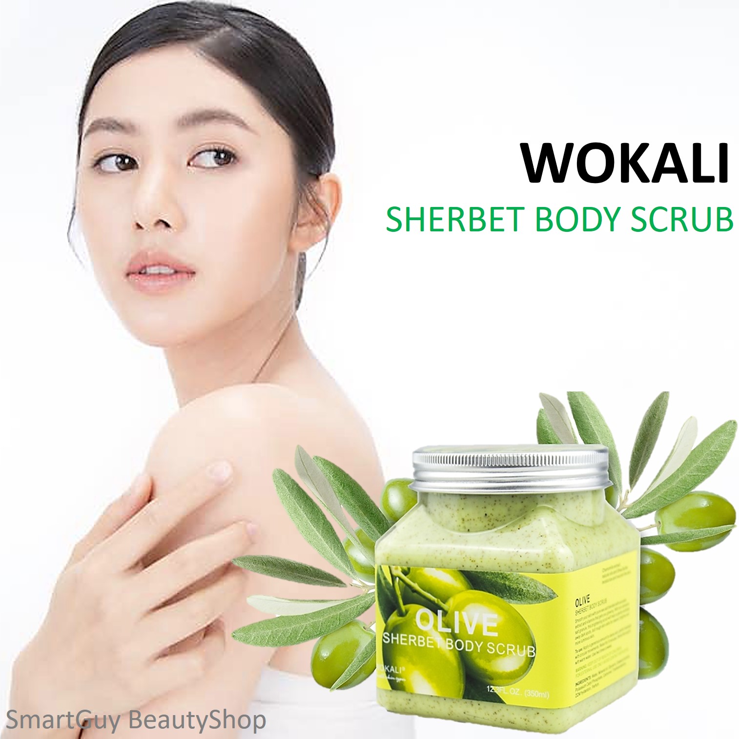 WOKALI Olive Sherbet Body Scrub 350ml สครับดีท็อกซ์ผิวกายเรียบเนียน