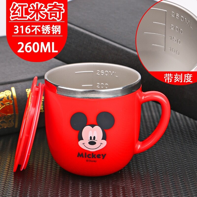 Kids Disney Princess Sofia Milk Cup Cartoon Mickey Mouse Minnie Water Cup  Cute Marvel Captain America Cups 316 Stainless Steel