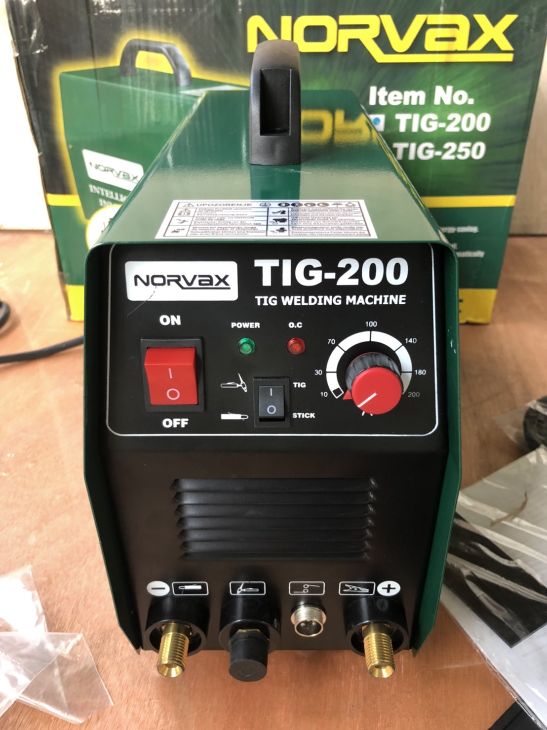 ตู้เชื่อมอินเวอร์เตอร์ 2 ระบบ (เชื่อมไฟฟ้าและเชื่อมอาร์กอน) Intelligent welding machine ยี่ห้อ NORVAX รุ่น TIG-200