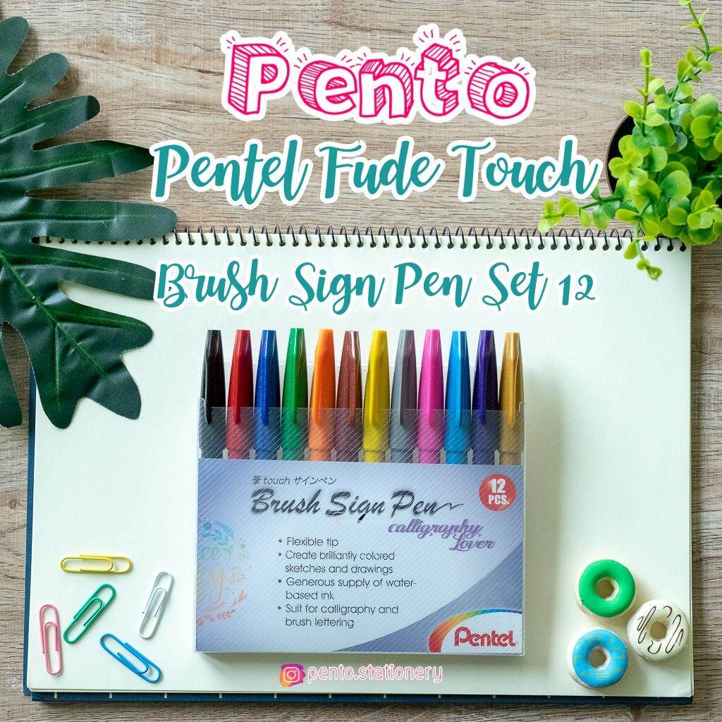 ปากกาหัวพู่กัน Pentel Fude Touch Brush Sign Pen ชุด12สี