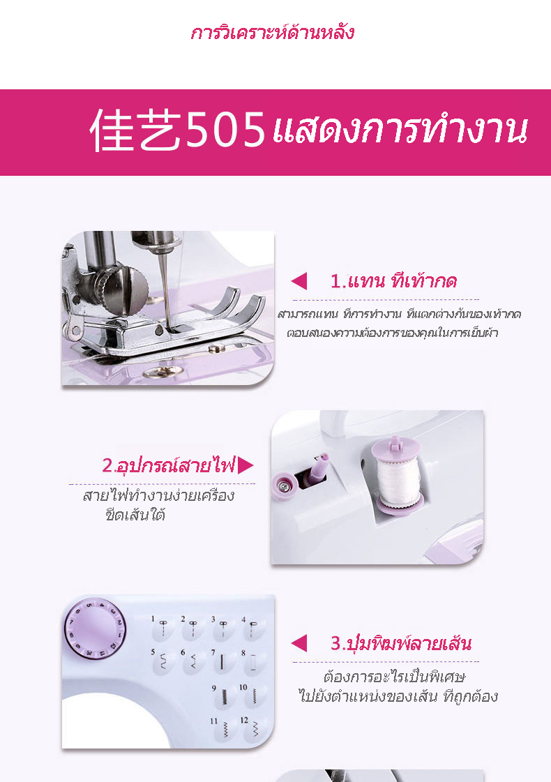 จักรเย็บผ้าขนาดเล็กจักรเย็บผ้าไฟฟ้าอเนกประสงค์จักรเย็บผ้าขนาดเล็ก 202A ...