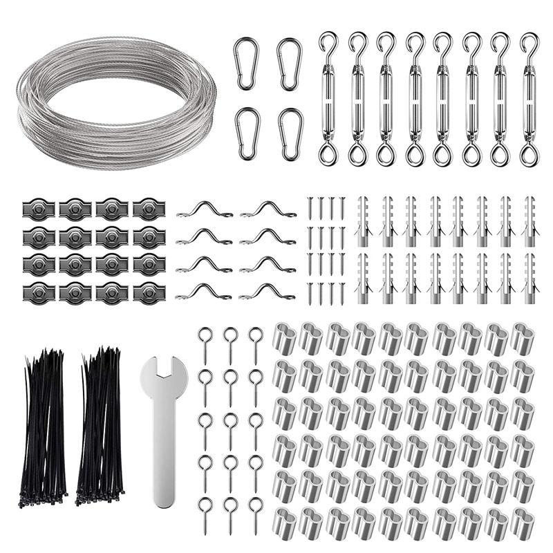 60M Garden Wire Cable Railing String Lights Hanging Kit with Duty