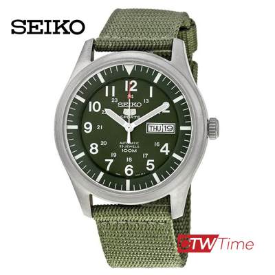 ดูภาพ Seiko 5 Sports นาฬิกาผู้ชาย สายผ้าร่มเขียว Automatic รุ่น SNZG09K1 (Green) เพิ่มเติม Seiko 5 Sports นาฬิกาผู้ชาย สายผ้าร่มเขียว Automatic รุ่น SNZG09K1 (Green)