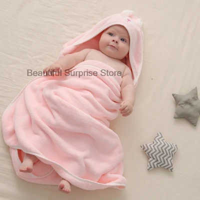 Toddler Baby Hooded Cartoon Towels Newborn Kids Bathrobe Super Soft Bath Towel Blanket Warm Sleeping Swaddle Wrap for Infant
