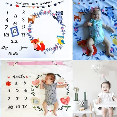 Baby Photography Blanket Props Baby Milestone Blanket Receving Background Baby Monthly Blanket for Shooting Photo