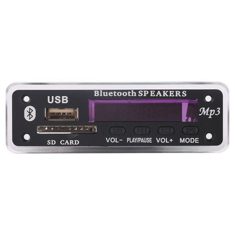 Dc 5V/12V Bluetooth 5.0เครื่องปรับจูนเสียง Board โมดูลเสียง Usb Aux วิทยุบลูทูธ Lossless Mp3/Wma/Wav/Flac/Ape บอร์ดถอดรหัสโมดูลหน้าจอ (สีดำ)