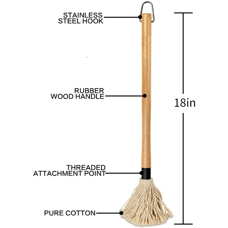 Barbecue BBQ Brush Basting Mop with Wooden Handle Grilling Smoking